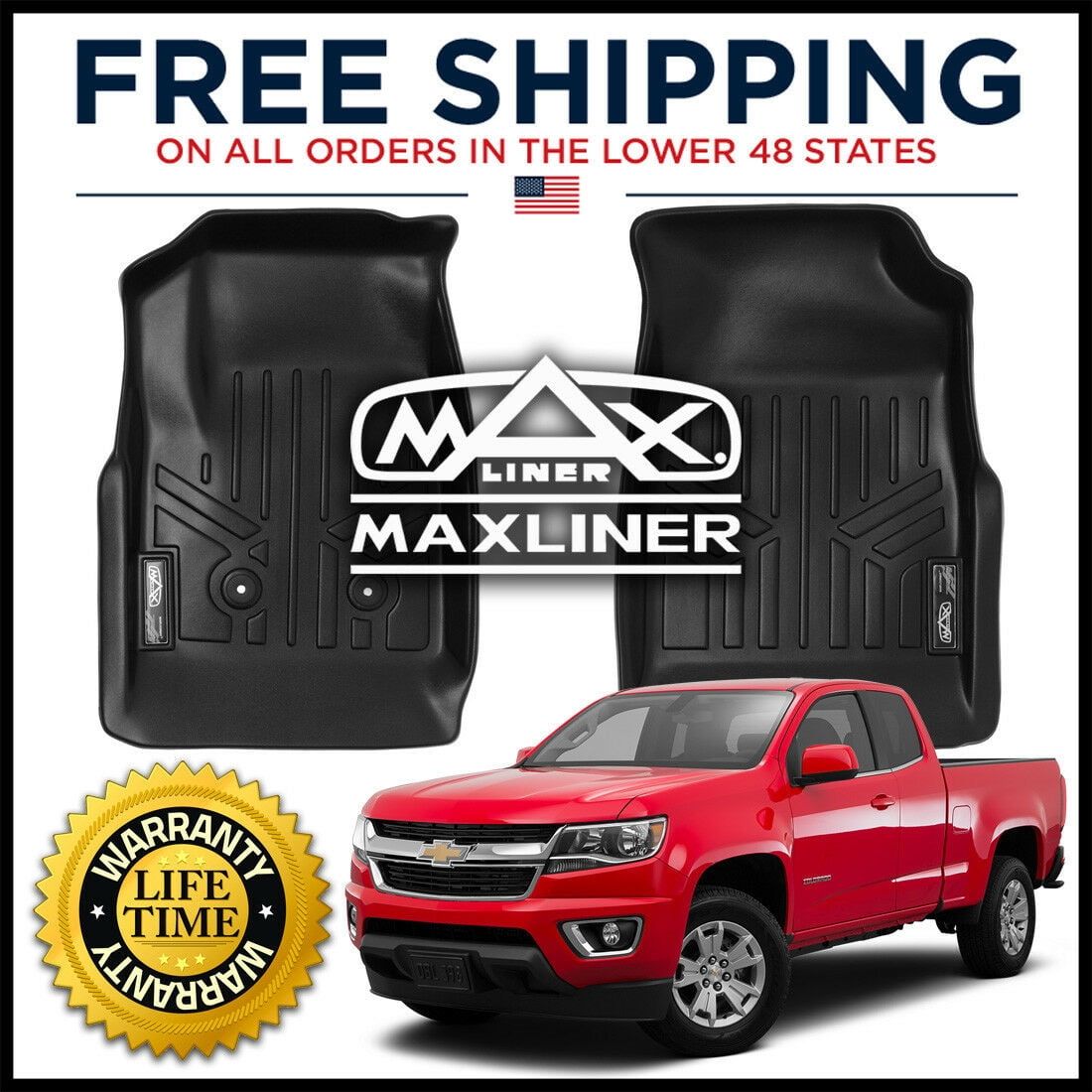 Maxfloormat Front Row Floor Mats Black For 2015 2020 Chevy