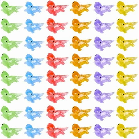 60Pcs 6 Colors Glow in The Dark Animals Figures Mini Resin Lizards Small Cute Colorful Micro Landscape Decoration Luminous Tiny Animals Bulk for Fairy Garden Moss Terrarium DIY Crafts Decor Colorful