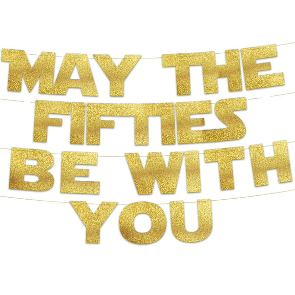 50th Birthday and Anniversary Gold Glitter Banner