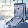 thumbnail image 3 of TydeCkare 20 Inch Carry On Luggage with Front Zipper Pocket, 45L, Lightweight ABS+PC Hardshell Suitcase with TSA Lock & Spinner Silent Wheels, Ice Blue, 3 of 8