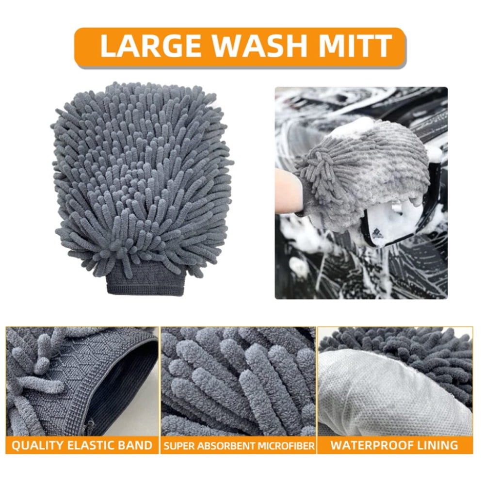 Car Washing Tool Wheel 10PCS Car Wash Cleaning Tools Kit Automobile Detailing Brush Dash Duster Brush Washing Mitt Towels Tire Hub Brush Wax Applicator Pad with Storage Bag for Interior Exterior