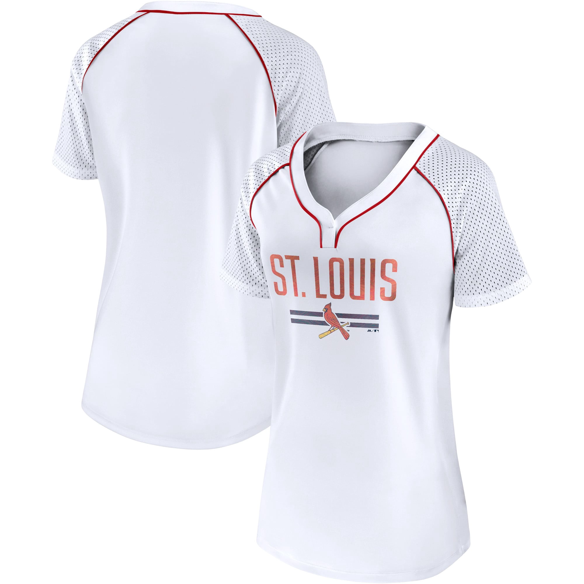 Women's Fanatics White St. Louis Cardinals Play Calling Raglan V-Neck T-Shirt