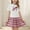 003Pink, variant on Girls College Style JK 2 Piece Outfits Short Sleeve Bow Tie Tops Plaid Pleated Tennis Skirt Clothes for 2-11 Years
