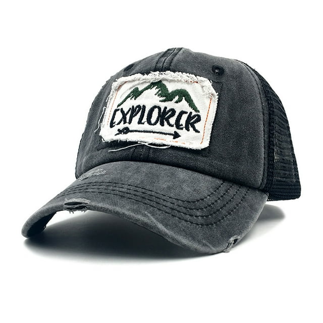 Gorra de béisbol vintage Trucker Explorer con parche de algodón lavado