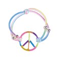 thumbnail image 2 of Lot 12 7" Adult 60s Hippie Rainbow Peace Sign Costume Elastic Bracelet Medallion, 2 of 2