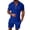 Blue, variant on Short Sets for Men Relaxed Fit Breathable Quarter Zip Polo Tshirt and Shorts 2 Piece Matching Set Mens Summer Outfits