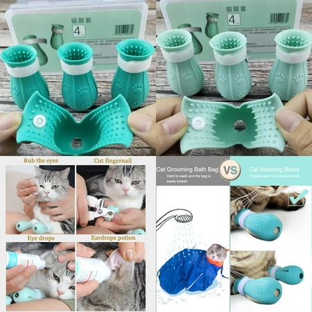 Soft Comfortable and Adjustable Anti-Scratch Protective Cat Claw Shoes - Premium Durable Pet Wash Supplies for Ultimate Comfort and Grooming Cats - Complete Nail Cover Protector to Prev