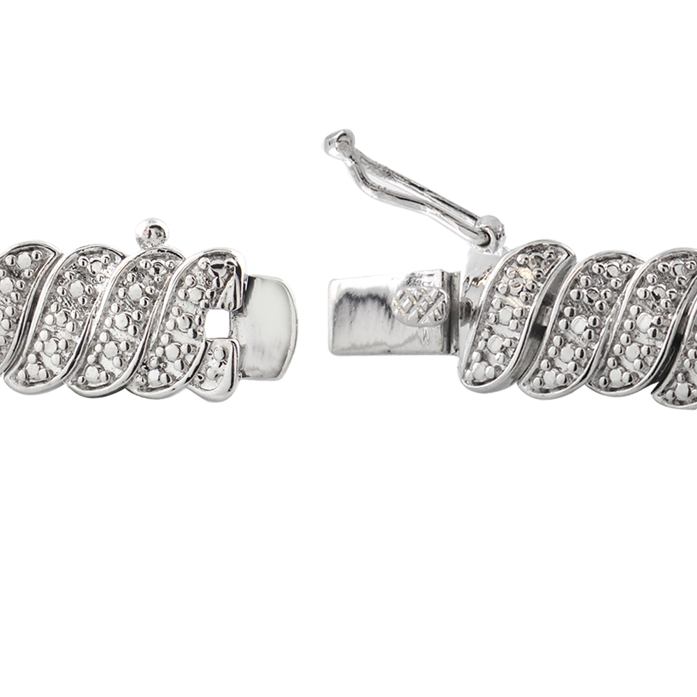 1 Carat Diamond Silver-Tone Wave Link Tennis Bracelet - image 2 of 4