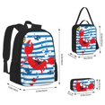 thumbnail image 2 of Easygdp Red Funny Crab on Blue Stripe Mochila para Niños y Niñas con Set de Caja de Almuerzo y Estuche para Lápices 3 en 1, Mochila Escolar Estampada para Adolescentes, 2 of 7