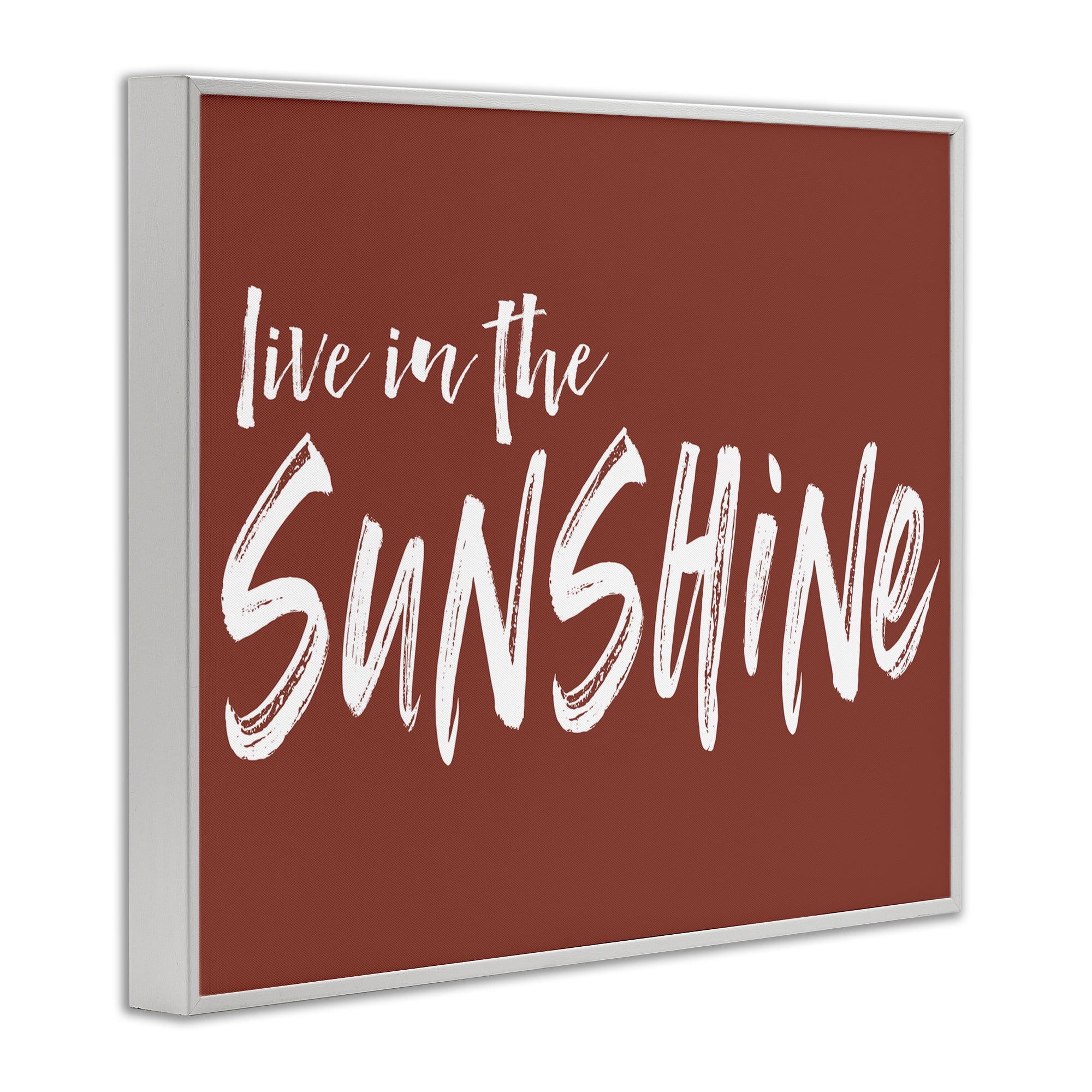 Live In The Sunshine Brown White Framed Giclee Art, design by Lettered and Lined