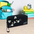 thumbnail image 4 of Estuche para lápices de gran capacidad | Estuche organizador de 3 compartimentos con gatos bordados | Compartimento con cremallera para bolígrafos, lápices, marcadores y material escolar, 4 of 8