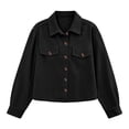 thumbnail image 4 of MaFYtyTPR Women's Corduroy Jacket Lapel Collar Button Front Pockets Cropped Casual Coat for Fall Daily Wear, 4 of 4