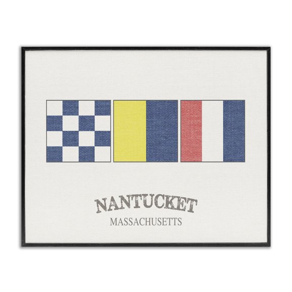Stupell Industries Cottage Nantucket Nautical Flags Black Framed Giclee Art, 20 x 16, by Lil' Rue