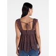 thumbnail image 3 of Madden NYC Floral Lace Babydoll Top with Flutter Sleeves, Sizes XXS-XXL, 3 of 5