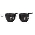 thumbnail image 4 of Japanese White Anemone Flowers Black Ramen Noodles Bowls And Chopsticks Set of 2, 4 of 4