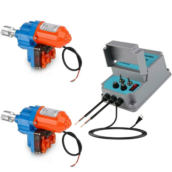 UYGALAXY Greenhouse Film Roll Up Motors with Limit Switch (2 Packs)   Transformer Controller Joint Box (AC110V to DC24V) for Greenhouse Ventilation,Automatic Venting