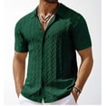 thumbnail image 2 of T Shirts for Man,Men's Knit Short Sleeve Shirts Button Down Vintage Knitted Shirt Casual Beach Crochet Cable Vacation Shirt, 2 of 6