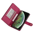 thumbnail image 4 of Allytechgroup Wallet Case for Apple iPhone X/ iPhone XS, 9 Cards Holder + Zipper Pocket + Hand Wrist Shockproof Stand Flip Cover RFID Blocking Phone Case for Women Men, Red, 4 of 7