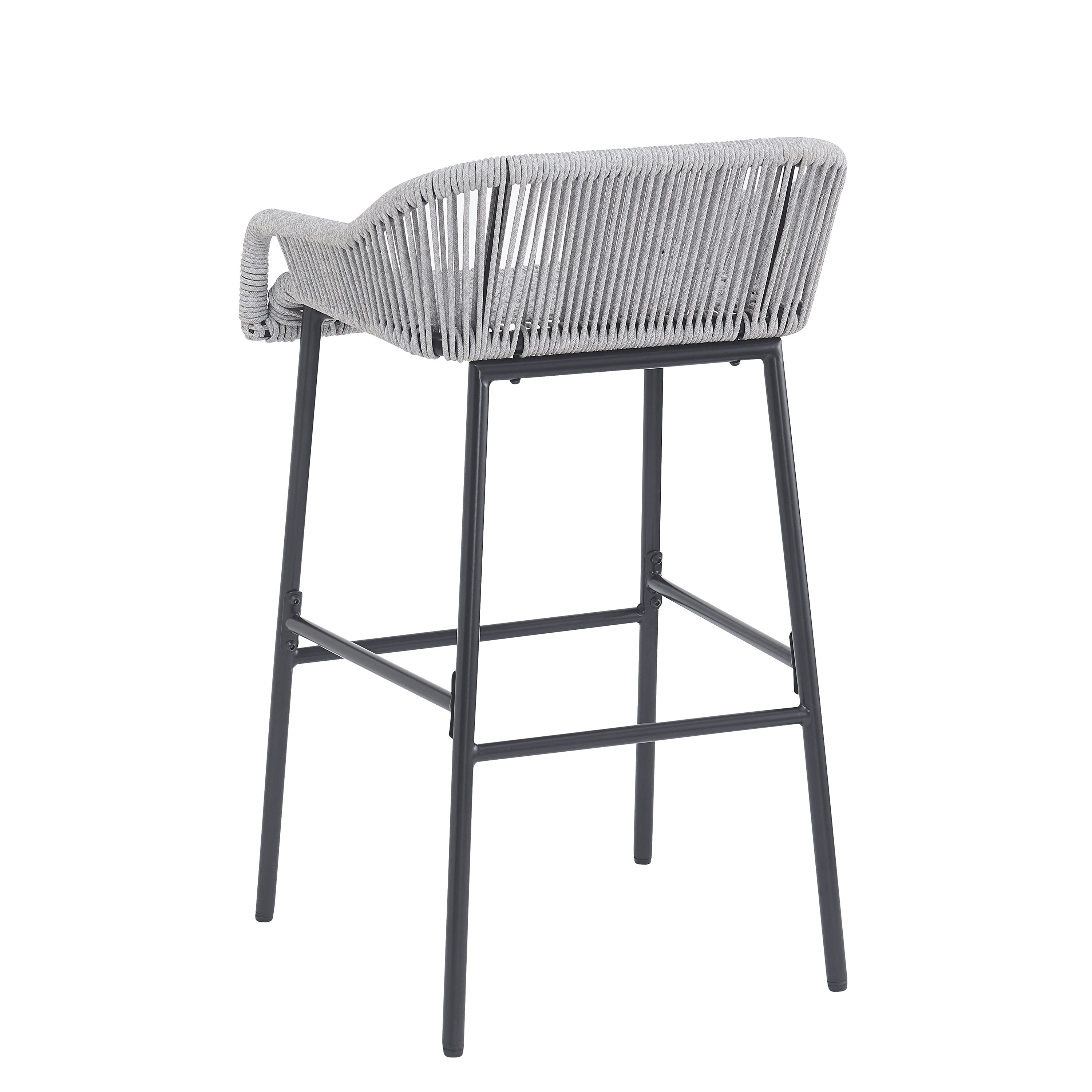 Outdoor Rope Bar Stools Set of 2 for Patio Bar Counter, Light Gray