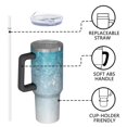 thumbnail image 4 of 40oz Tumbler with Handle and Straw, Vacuum Insulated Stainless Steel Travel Mug, Fits Car Cup Holder, Ice Crystal Print, 4 of 6