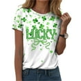thumbnail image 2 of Aayomet Women St Patricks Day Round Neck Short Sleeve Shirt Irish Graphic Tops (Light Green, XL), 2 of 6