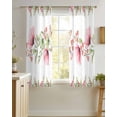 thumbnail image 4 of Pink Flowers Sheer Curtains 39 Inch Length 2 Panels Set for Living Room/Bedroom, Sping Botanical Floral Leaves Butterflyvines Kitchen Curtains Grommet Curtains Window Treatments 27.5"x39"x2, 4 of 7