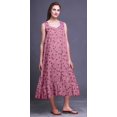 thumbnail image 4 of Bimba Rose Pâle3 Chemises de Nuit en Coton à Imprimé Artistique de Fleurs pour Femmes Robe Sans Manches Tenue de Nuit Robe Maxi Moyen, 4 of 6