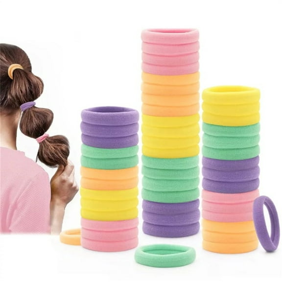 50 Pcs/Set Hair Ties,Colorful Elastic Hair Bands,Women Rubber Bands,Thick Seamless Hair Ties,Ponytail Holders Hair Accessories