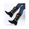 thumbnail image 5 of Harsuny Floral Stitched Cowboy Boots for Women Pointed Toe Low Chunky Heel Embroidered Rodeo Western Mid Calf Boots, 5 of 8
