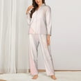 thumbnail image 3 of Disketp Pajamas Set Long Sleeve Sleepwear Womens Button Down Nightwear Pj Sets-Pink Marble, 3 of 9