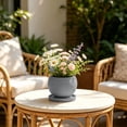 thumbnail image 2 of DefiDgd Ceramic Striped Round Planter With Drainage Tray,Minimalist Style Flower Pot for Succulent Plants Bouquet Floral Desktop Home Office Balcony Indoor Outdoor Garden Decor(Dark Gray), 2 of 6