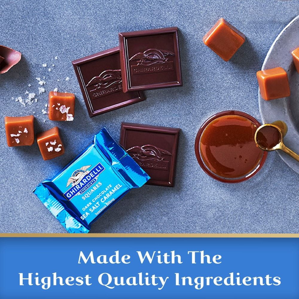 Ghirardelli Dark Chocolate Sea Salt Caramel Squares Candy Pouch 5.32 oz - Pack of 3