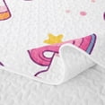 thumbnail image 5 of Manfei Lovely Unicorn Twin Quilt Set,Playful Stars Heart Twin Coverlet Set,Pink White Multicolor,2pcs, 5 of 7