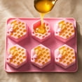 thumbnail image 3 of JuDWoC 6 Cavity Bee Silicone Mold 9.44 Inch Honeycomb Pastry Pan Food Grade Non Stick Chocolate Casting Form Reusable Detailed Flower Motif Tray for Handmade Soap Biscuit Candy Cupcake, 3 of 8