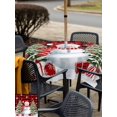 thumbnail image 4 of Outdoor Tablecloth with Umbrella Hole and Zipper, Red Plaid Christmas Square Table Cloth 54x54 Inch Waterproof Tablecloth, Snowman Snowflake Gifts Xmas Tree Picnic Table Cover for Patio Camping, 4 of 7