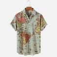 thumbnail image 4 of 2024 Beach Shirt for Men Funky Casual Button Down Short Sleeve Unisex Shirts Fashion World Map Print Summer Tops, 4 of 6