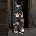 thumbnail image 2 of WULMLEO Women's Halloween Jumpsuits Cotton Linen Adjustable Tie Spaghetti Strap Wide Leg Cute Pants Casual Breathable Overalls Loose Fit Bat Rompers with Side Pocket Navy 3XL, 2 of 7