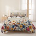 thumbnail image 3 of Twin Quilt Set 68''x86'', Colorful Spring Floral Lightweight Summer Bedspread Coverlet Set with 2 Pillow Shams, Elegant Summer Botanical Rustic Breathable All Season Quilt Bedding for Dorm/Bedroom, 3 of 9