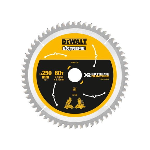 DEWALT - Extreme Runtime FlexVolt Mitre Saw Blade 250 x 30mm x 60T