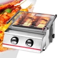 thumbnail image 3 of Portable Smokeless Gas BBQ Grill, Stainless Steel Tabletop Outdoor Barbecue Smoker BBQ Kabab Grill with 2 Burners for Camping Picnics, 3 of 11