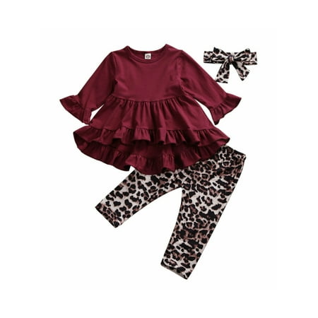 

3Pcs Toddler Kids Baby Girls Tops Dress Leopard Pants Legging Outfits Clothes US
