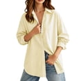 thumbnail image 2 of Auralook Oversized Striped Button Down Shirts for Women Long Sleeve Collared Shirt Blouses with Pocket Beach Vacation Outfit,A157 Yellow,1X, 2 of 8
