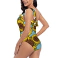 thumbnail image 4 of Pofeuu Sunflowers Print Women's One Piece Swimsuits One Shoulder Swimwear Asymmetric Ruffle Monokinis Bathing Suits-Small, 4 of 6
