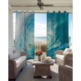thumbnail image 4 of Teal Blue Coastal Wave Blackout Curtains, Light Blocking Print Window Curtains, Modern Summer Ocean Beach Sea Thermal Insulated Window Drapes for Living Room Kitchen Cafe 2 Panels, 84"W x 63"L, 4 of 9