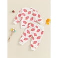 thumbnail image 6 of Aojekbee Toddler Girls Fall Outfits Strawberry Print Long Sleeve Sweatshirt and Elastic Sweatpants Set Baby Cute 2 Piece Clothes, 6 of 10