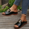 thumbnail image 5 of Xfvqtps Wedge Sandals for Women Slide Metal Decoration Arch Support Open Toe Soft Sole Non Slip Comfortable Walking Beach Summer Slippers Black, 5 of 9