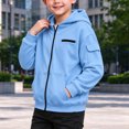 thumbnail image 3 of LIaqionyy Boys Hoodies Jacket Casual Outerwear Kids Lightweight Zip Hooded Cute Coat with Pockets, 3 of 8