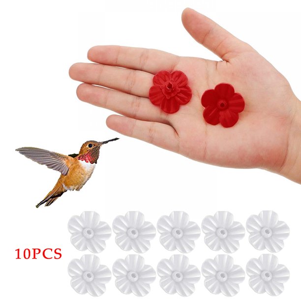 Monfince 10Pcs Hummingbird Feeders Replacement Flowers, Feeding Ports