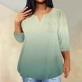 thumbnail image 2 of Mikilon Plus Size Tops for Women Summer V-Neck 3/4 Sleeve Blouse Casual Loose Gradient Color Shirts, 2 of 5