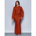 thumbnail image 5 of Brown Sparkly Mermaid Hem Bodycon Maxi Dress For Evening Party Dating, 5 of 7